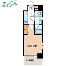 プレイズシード四日市 2階1Kの間取り