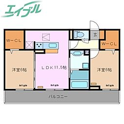 アルバグランデときわ 2LDKの間取図画像