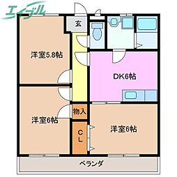 チェリーグロー 3DKの間取図画像
