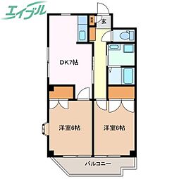 ロイヤルマンションHAMADA 2DKの間取図画像