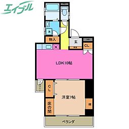 トランプコート四日市 1LDKの間取図画像