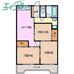 小古曽ビル 3DKの間取図画像