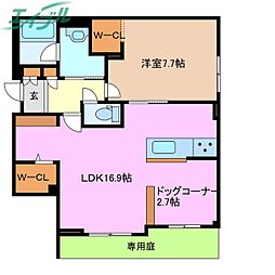 シャーメゾン ラ テラ 1LDKの間取図画像