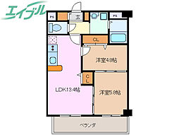 willDo四日市鵜の森 2LDKの間取図画像