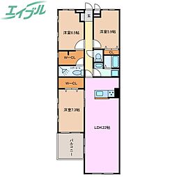 クオーレトラスト2 3LDKの間取図画像