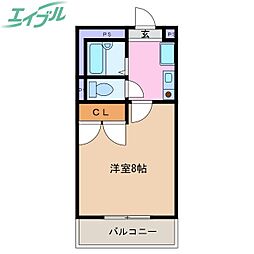 グランハイツ日野 1Kの間取図画像