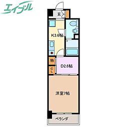 K.プレイス 1DKの間取図画像