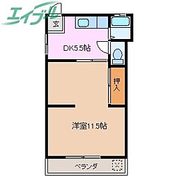 サワヤ荘 1DKの間取図画像