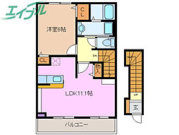 サンヴィレッジ川尻 1LDKの間取図画像