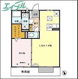 グランドソレーユC 1LDKの間取図画像