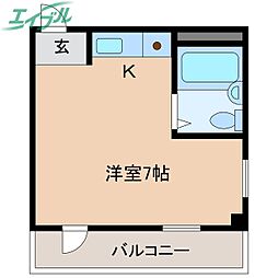 シティライフ四日市 ワンルームの間取図画像