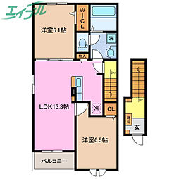 メゾン海山道 2LDKの間取図画像