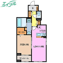 アビタシオン・M 1LDKの間取図画像