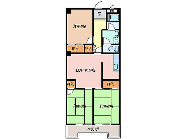 ピアロジュマンＢ棟 103｜三重県四日市市芝田１丁目(賃貸マンション3LDK・1階・66.90㎡)の写真 その2