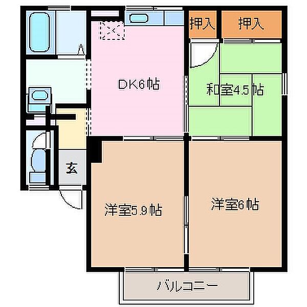 プリシェールモネ 202｜三重県四日市市東日野町(賃貸アパート3DK・2階・48.42㎡)の写真 その2