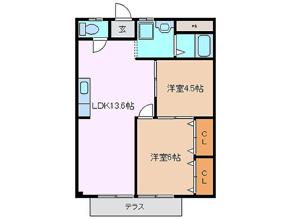 シティハイツかすみ 1C｜三重県四日市市羽津町(賃貸アパート2LDK・1階・52.17㎡)の写真 その2