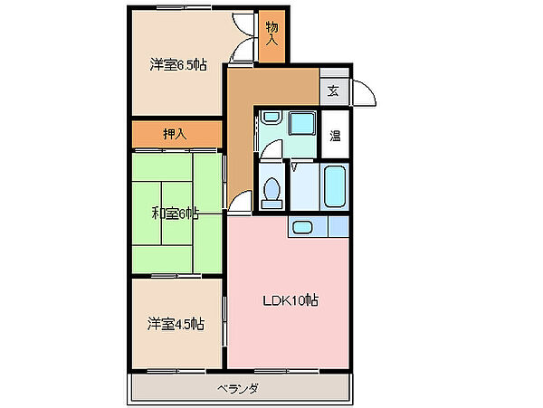 ノーブルライフ A棟 1B｜三重県四日市市大井手１丁目(賃貸マンション3LDK・1階・65.45㎡)の写真 その2