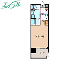 大晃マンション 6階1Kの間取り
