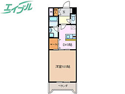 タウンエステート西浦 7階1DKの間取り