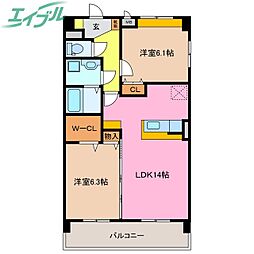Ｍ’ｓ　25 2階2LDKの間取り