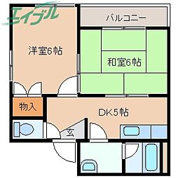サンプラザビル 5階2DKの間取り