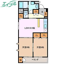 アンファブール 3階2LDKの間取り
