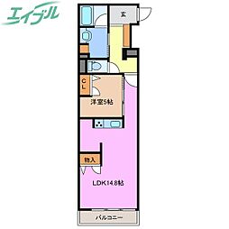 シャーメゾン桜ステージ 3階1LDKの間取り