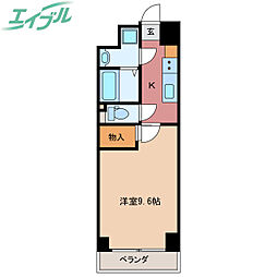 Ｓ−ＦＯＲＴ四日市西新地 8階1Kの間取り