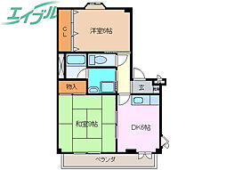 ソリトンハウス 2DKの間取図画像