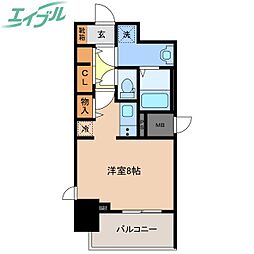 S-RESIDENCE四日市駅前couleur(クルール) ワンルームの間取図画像