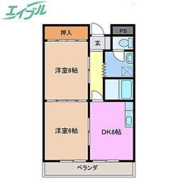 第3セントラルビル 2DKの間取図画像