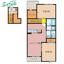 フルール 2LDKの間取図画像