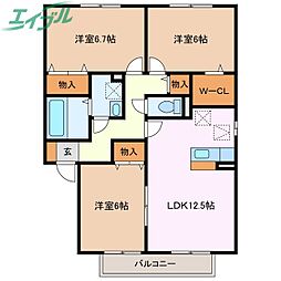 プラサイシヅカ 3LDKの間取図画像