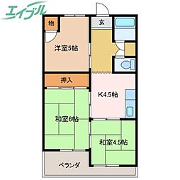四日市セントラルビル 3Kの間取図画像