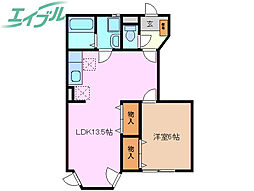 サンヒルズ生桑台2 1LDKの間取図画像
