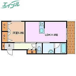ツヴェルフII 1LDKの間取図画像