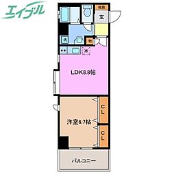 フローラル堀木 1LDKの間取図画像