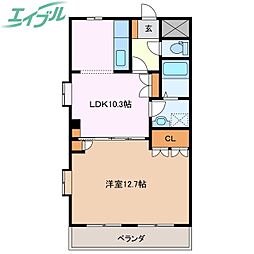 カーザ・ミーア 1LDKの間取図画像