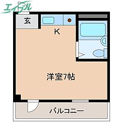シティライフ四日市 ワンルームの間取図画像