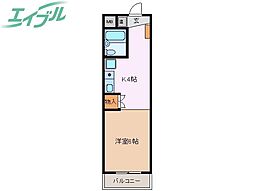 レジデンス昭和四日市 1Kの間取図画像