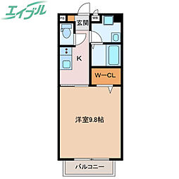 ミカーサ西新地 1Kの間取図画像