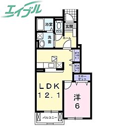 シャトーブリエ2 1LDKの間取図画像