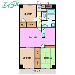 プロミネント四日市 3LDKの間取図画像