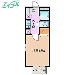 Fobos1 1Kの間取図画像