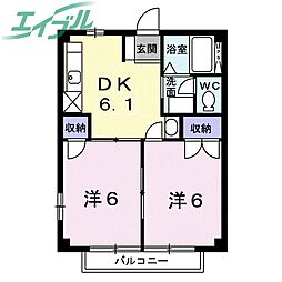 グリーンアーバンハイツ1 2DKの間取図画像