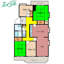 サニータウン堀木6棟 4LDKの間取図画像