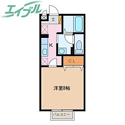 ヴィレッジ南四日市 1Kの間取図画像