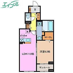 アビタシオン・M 1LDKの間取図画像