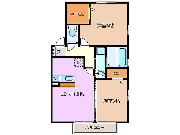 三重県四日市市まきの木台２丁目(賃貸アパート2LDK・2階・59.58㎡)の写真 その2