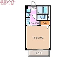 グレーススズカ 1階1Kの間取り